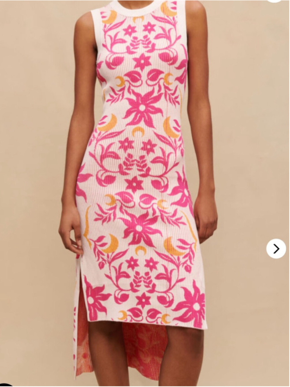 Maje Printed Reversible Floral Beachy Ribbed Stretch Dress
